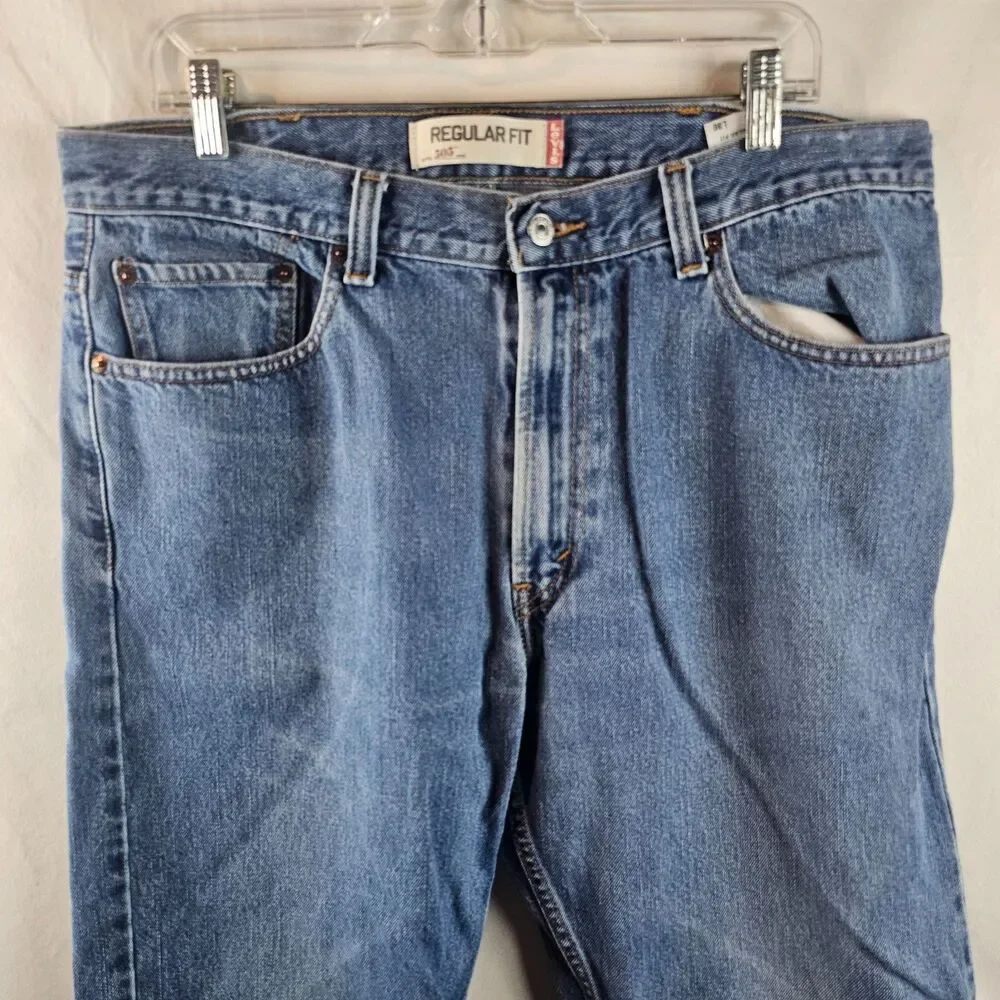Levi's 505 Jeans Mens 38x30 Blue Medium Wash Straight Leg Denim Regular Fit